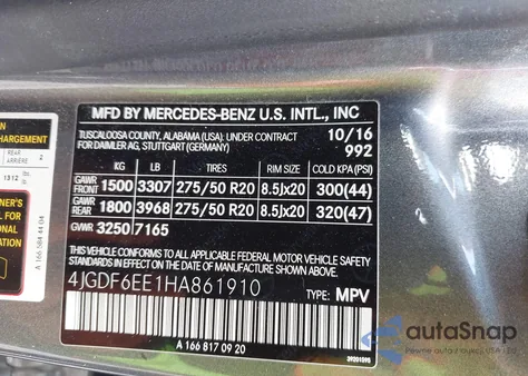 2017 Mercedes-Benz Gls 450 4Matic from USA, damaged, VIN 4JGDF6EE1HA861910